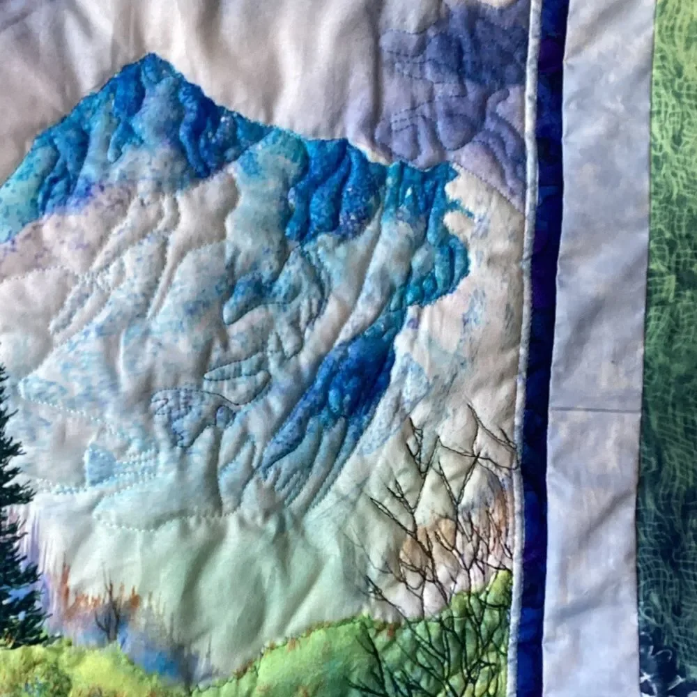 NWT. Hand Crafted Mountain Pass Landscape Quilted Wall Hanging